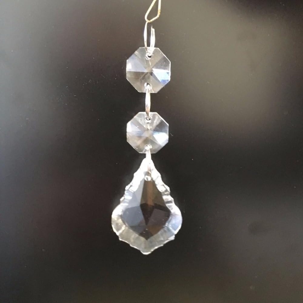 100pcs/Lot 50mm Maple Leaf Pendant 2pcs 14mm Octagon Beads in Crystal Transparent Color for Crystal ChandelierCurtainWedding