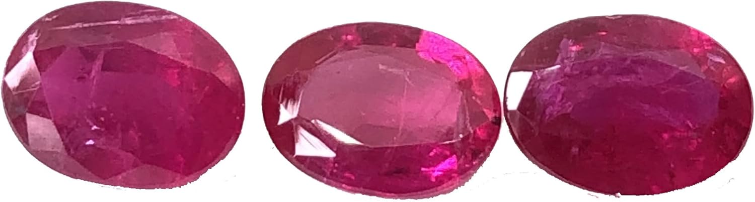 4.22 Ct Certified Natural Luster Ruby Oval Shape Size 8x6 mm Matching Color 3 Pcs Eye Clean Ruby Best For Making Ring, Earring, Pendant Jewelry
