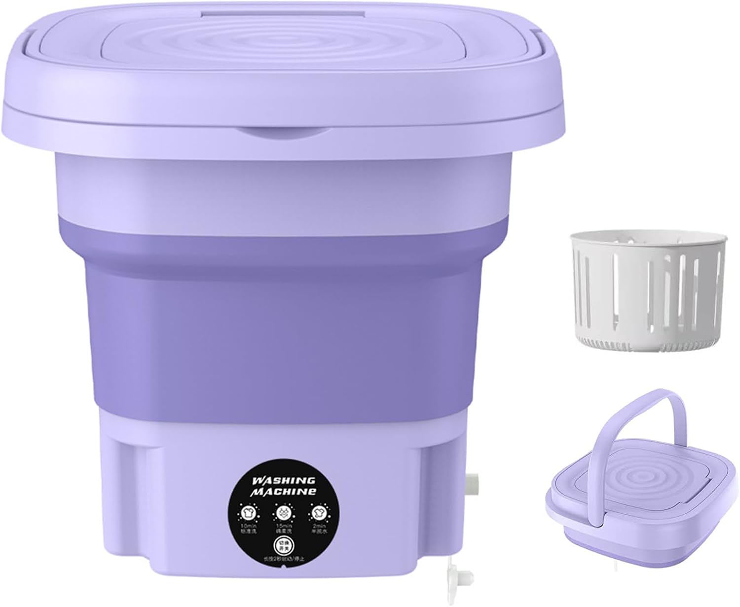 8L Washing Machine Portable Mini, 10W Foldable Small Washing Machine and Dryer, 3 Modes Mini Washing Machine Portable Washer for Apartment, Dorm, Camping, RV, Travel, Laundry,Purple