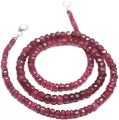 Hand_Crafted red ruby rondelle faceted 16 Inch long beads, jewelry supplies for jewelry making, bulk beads, 4mm to 5mm YO-NECK-18207