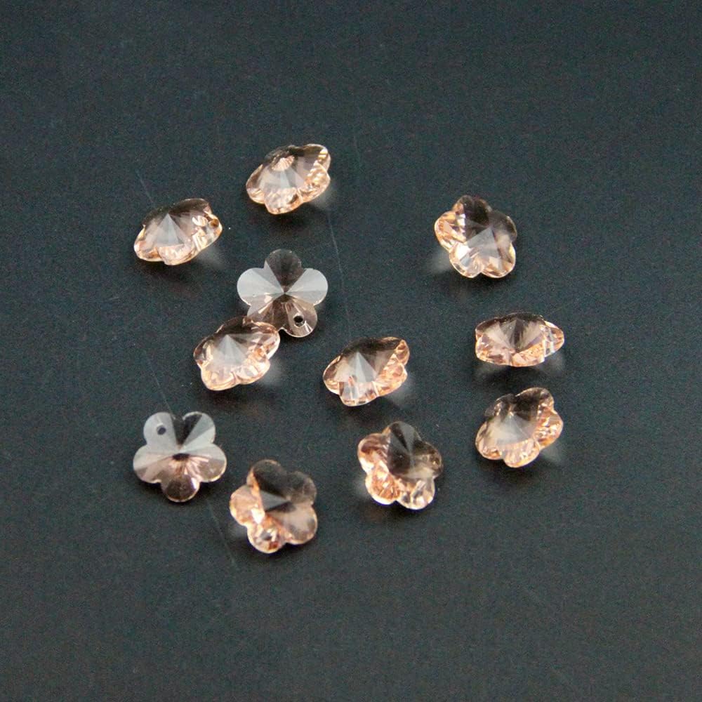 50pcs/lot 14mm Glass Loose Beads Pink Crystal Plum Blossom Beads In 1 Hole Crystal Jewelry Making DIY Accessories - (Size: 2000pcs)