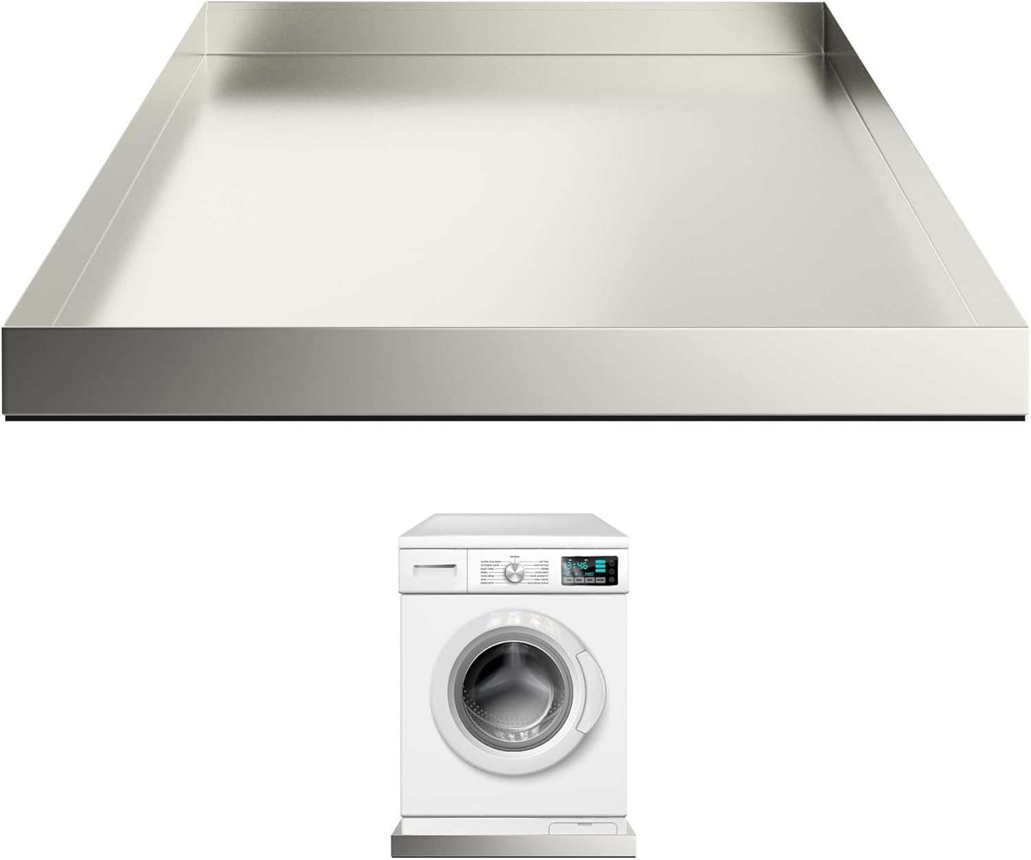 Houseables Washing Machine Pan, Washing Machine Drain Pan, Washer Tray, for Floor Drip Protection, Under Dryer, Laundry, Metal, Stainless Steel, 28 x 30 x 2.5 Inch, with Anti-slip Mat