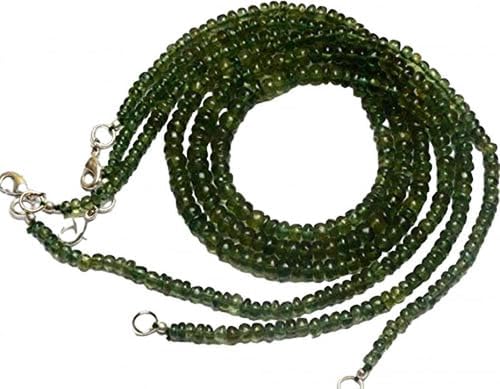 Hand_Crafted 1 Strand Natural Green Apatite 4 to 6MM Smooth Rondelle Beads 16 Inch YO-NECK-10008