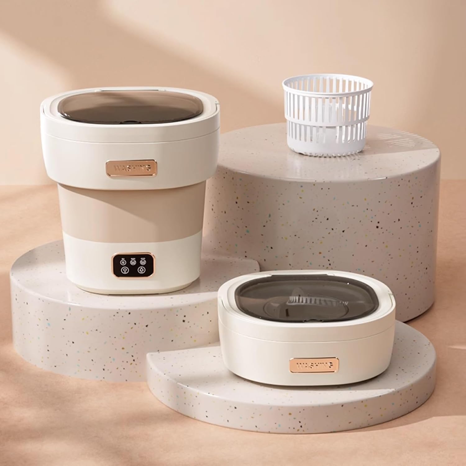 Portable Washing Machine, Mini Foldable Washer 18L Upgraded Large Capacity, Small Collapsible Washing Machine, Suitable for Underwear,Baby Clothes,Socks or Other Small Items(Pink)