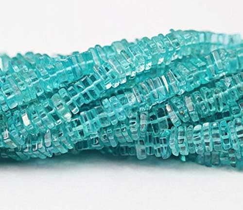 Blue Apatite heishi Cube Smooth 16'' Long Strand Gemstone Beads, Jewelry Supplies for Jewelry Making, Bulk Beads, for Meditation Jewellery Gemstone 4mm