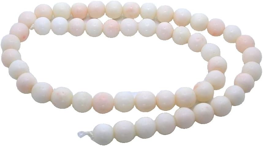 Vintage 7.5mm to 8mm Round Genuine Italian Angel Skin Coral 15 Inch Bead Strand