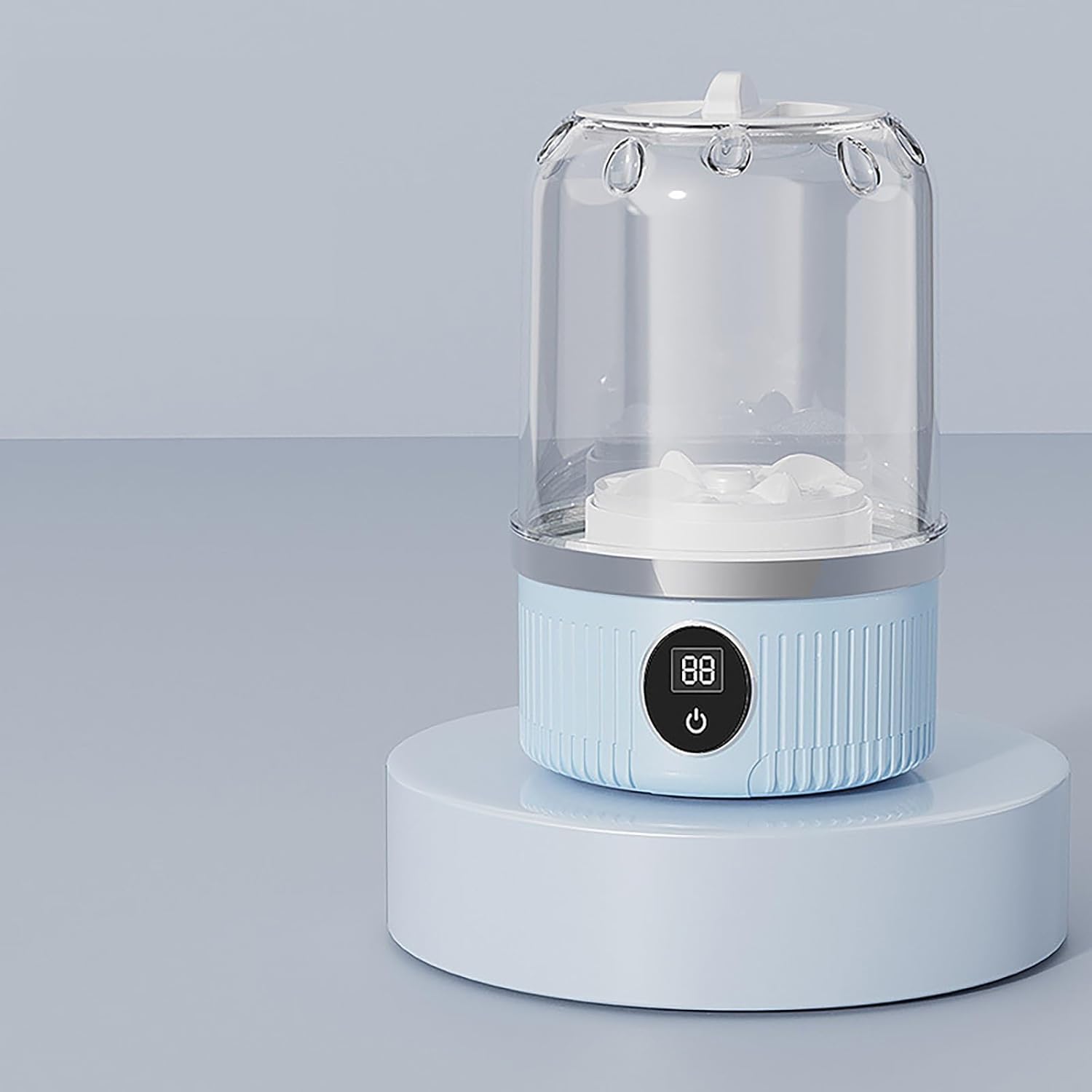 Cordless Portable Washing Machine for Delicates - 4000mAh Rechargeable Mini Washer with Gentle Cycle, Compact Laundry Solution for Bras/Underwear/Socks, Camping/RV/Dorms/Apartments (Blue)