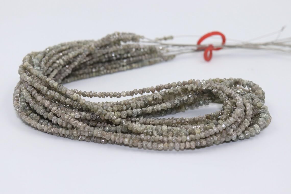 Grey Diamond Raw UNCUTS Rough Diamond Beads Natural Diamond Strands Diamond Beads Grey Diamond Raw Beads Conflict Free Diamond Beads (25 Strands)