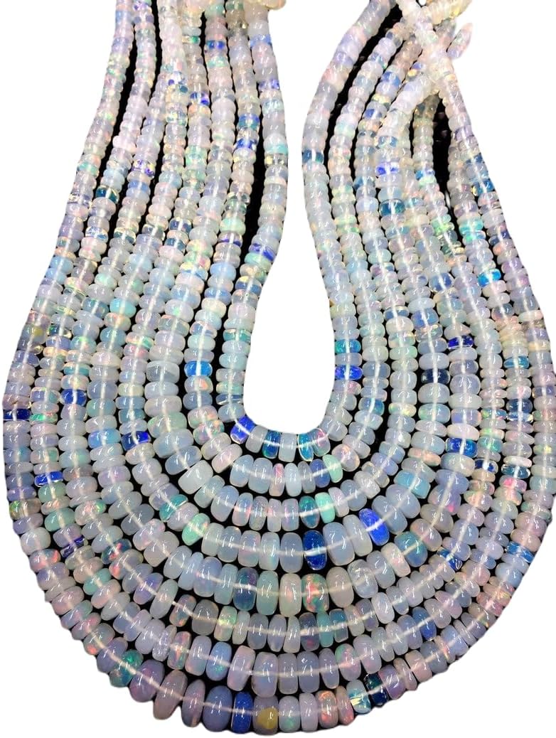 13 inch Strand of Natural gem Ethiopian Opal, 4-5mm rondelle Smooth Beads for DIY Jewelry Making. | Beads_03851