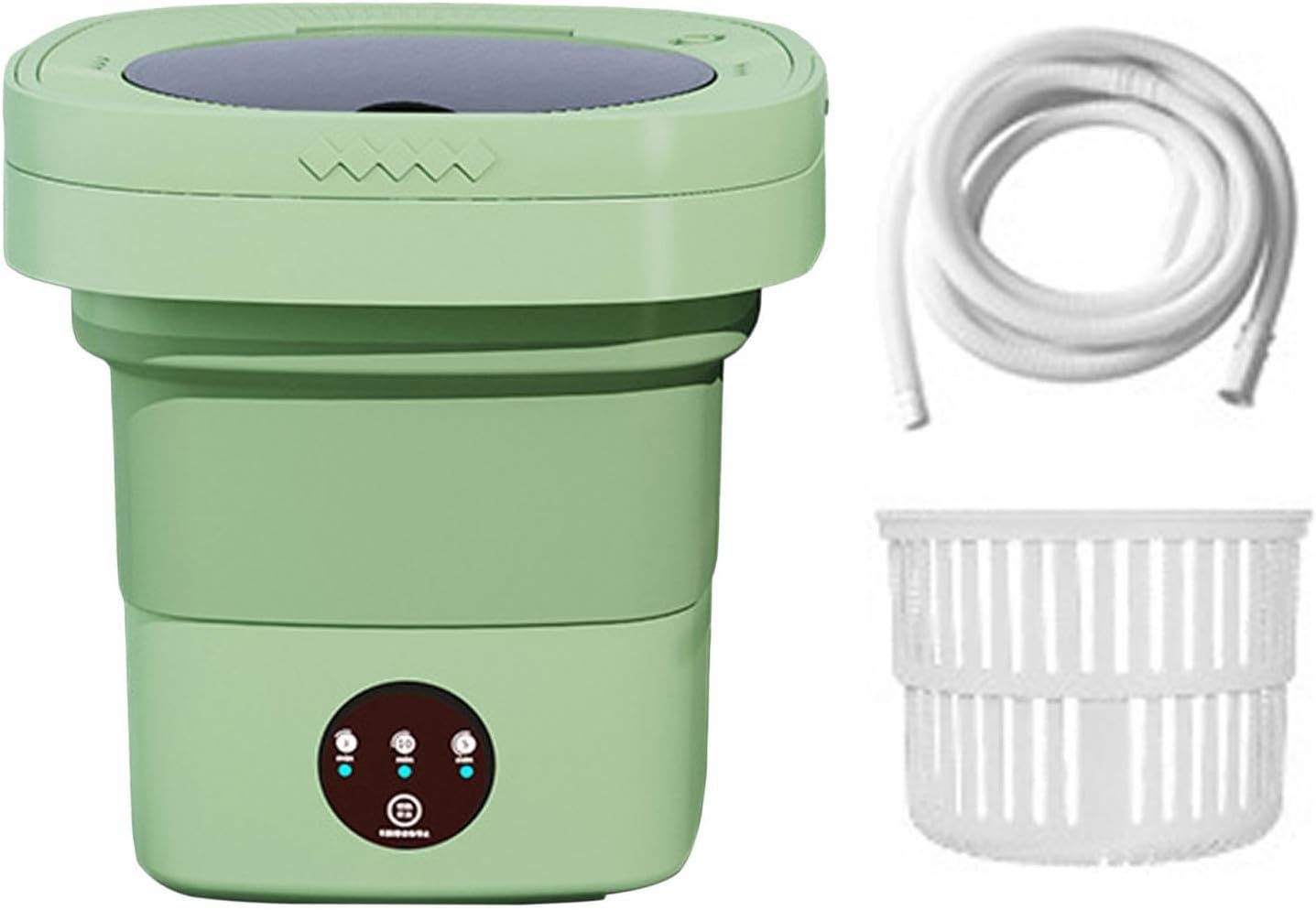 Qianly Mini Folding Washer Foldable Mini Washing Machine Auto 6.5L Electric Small Washer Portable Washing Machine for Dorm Apartment Travel Towels, green
