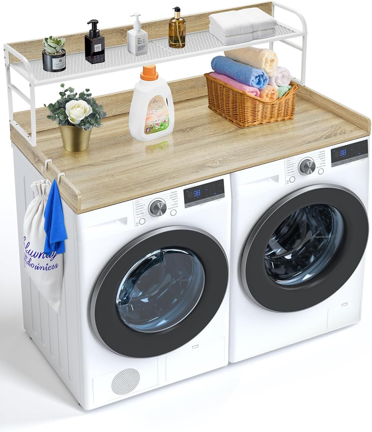 Happybuy Washer Dryer Countertop with 2-Tier Shelf, 54