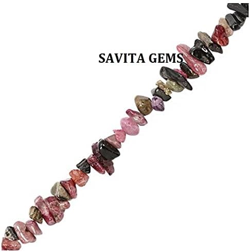 Pack of 5 Strands, Natural Multi-Color Tourmaline Chips Beads Strand 350 Ct, Free Form/ Gravel Uncut, 100