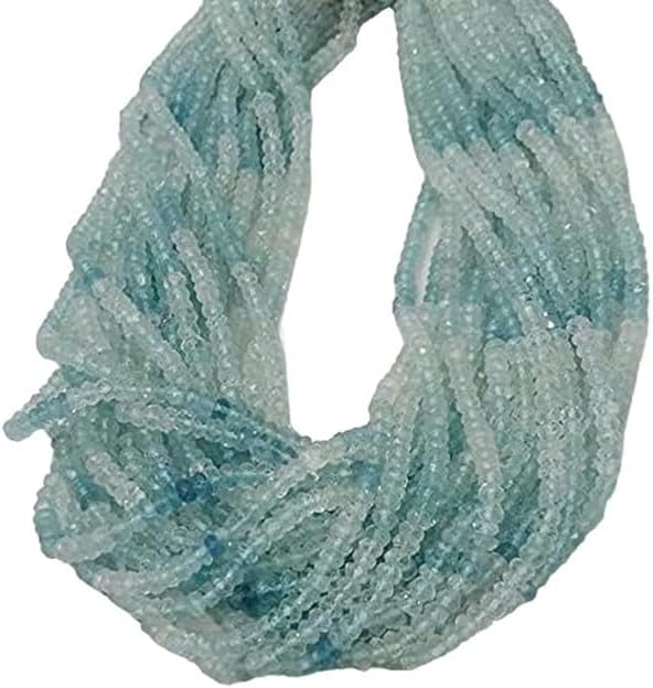 Natural Aquamarine Faceted Beads,rondelles Beads, 3 mm - 4 mm 13