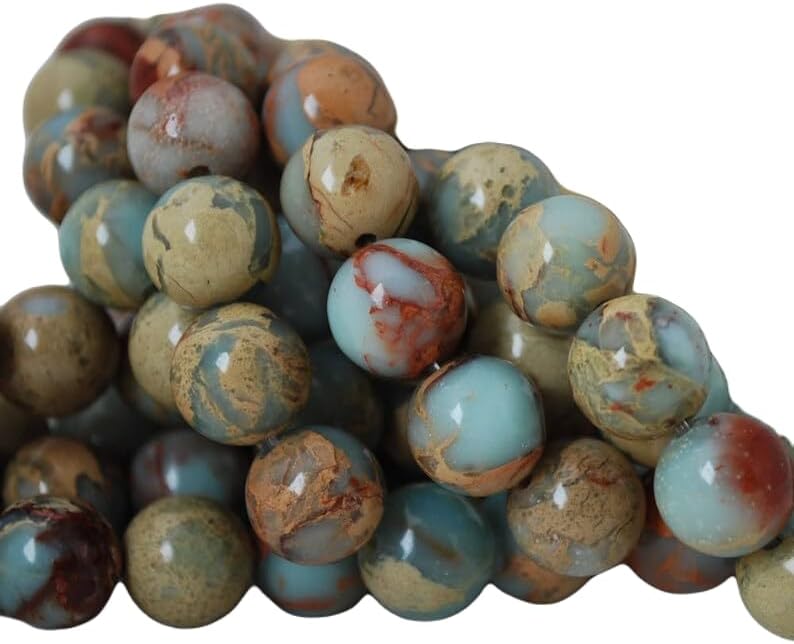 13 inch Strand of Natural gem Impression, 10mm Round Smooth Beads for DIY Jewelry Making. | Beads_04798