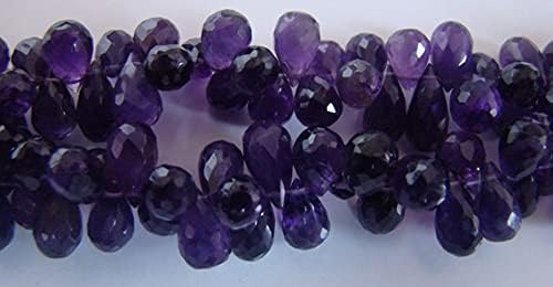 8 inch Strand of Natural Amethyst 7-14mm Drop Faceted briolette Beads for DIY Jewelry Making. |BRIO_00149