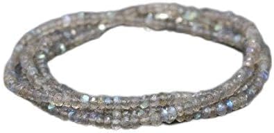 925 sterling Silver Anxiety Relief Calming 3.5-4mm stacking Gray Labradorite Necklace Rondelle, Faceted 16