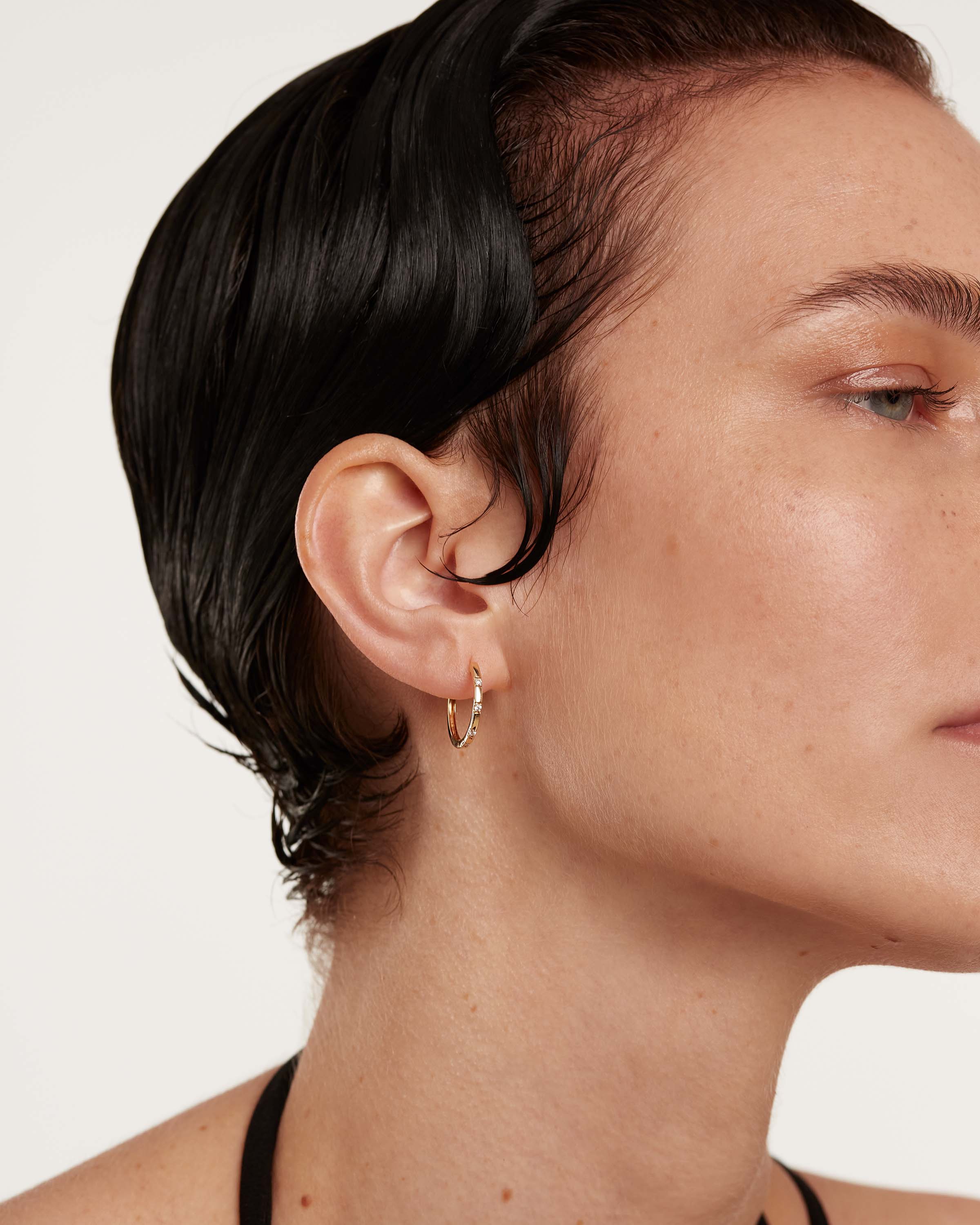 Diamonds and Gold Frosty Hoops