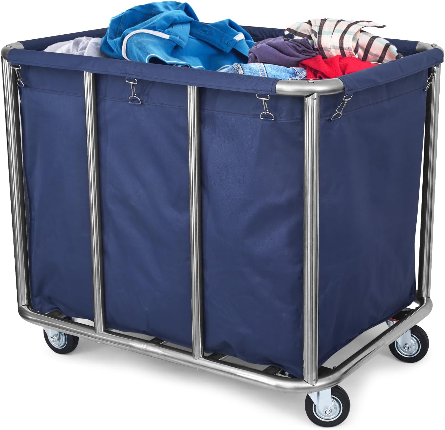 Commercial Laundry Cart with Wheels - Industrial Grade, Heavy Duty, Large Laundromat Cart 440-pound Weight Capacity, 400L Volume