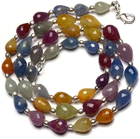 Natural Gemstone Multi-Color Sapphire Faceted Teardrop Briolettes 18