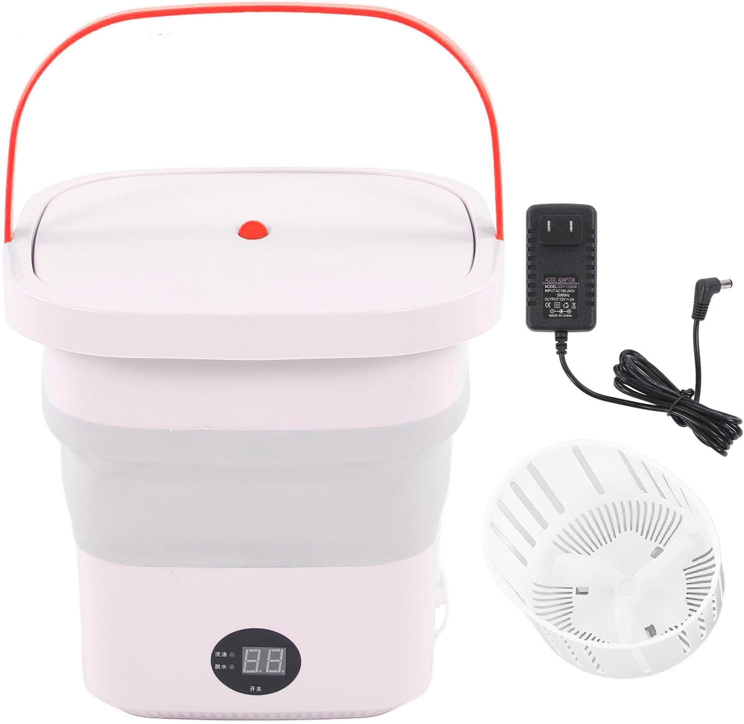 EVGATSAUTO Mini Portable Bucket Washer - Soft Spin Dry, Lightweight Design for Travel, Dorm, Outdoor Use - High Capacity Multiple Clothing Washer (US Plug)