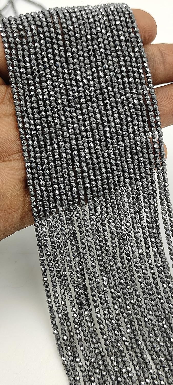Hanumat Gems Lot of 5 Strands Natural Gunmetal Micro Cut Faceted Rondelle Beads,Gunmetal Faceted Beads,Gunmetal Rondelle Bead,Gunmetal Micro Cut Bead,2-2.5MM Beads,13 Strand.