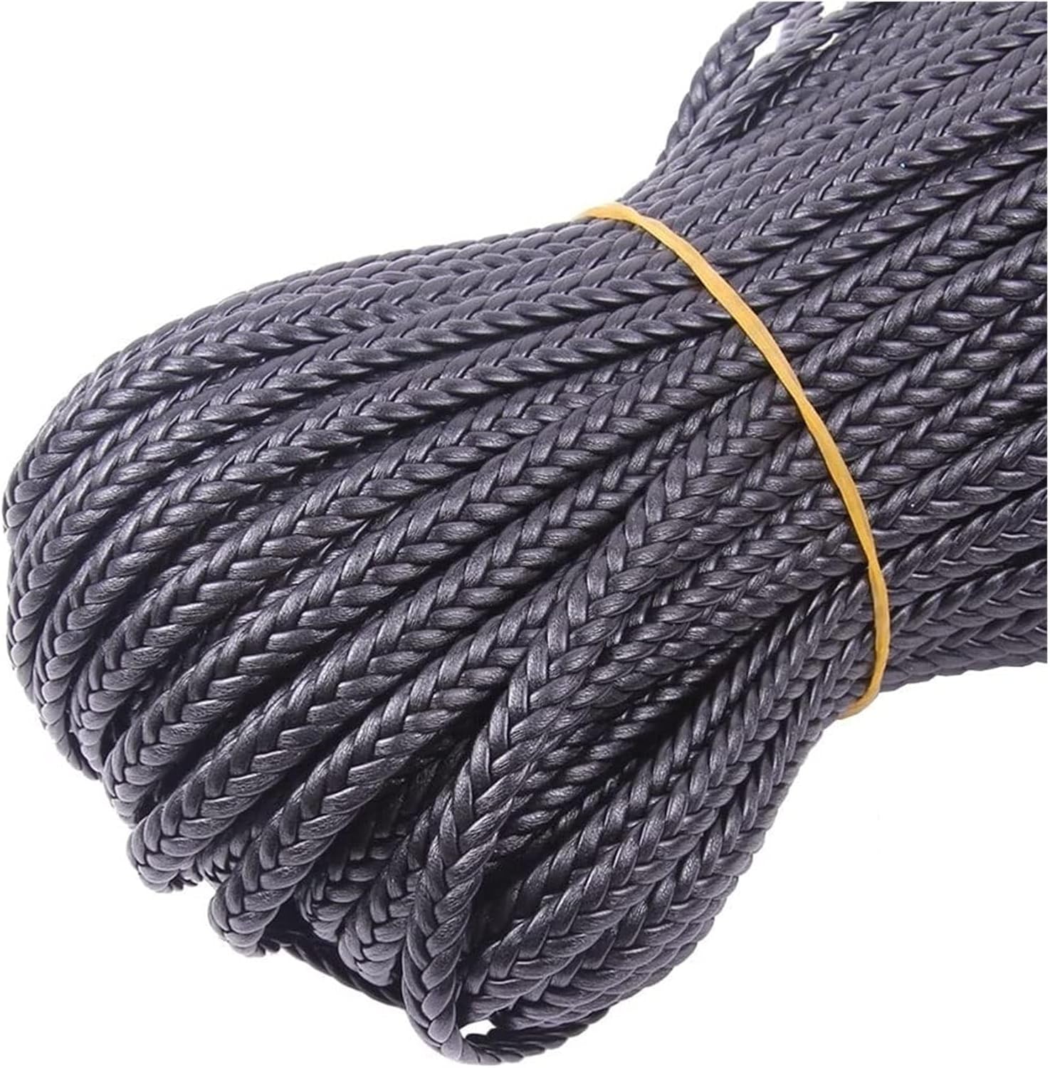 RANARA Fold Braided Leather Cord,8mm Leather Cord String DIY Necklace Bracelet Making Black Brown Braided PU Rope Jewelry Accessories, 1pcs (Color : Brown) (Color : Black, Size : 100m)
