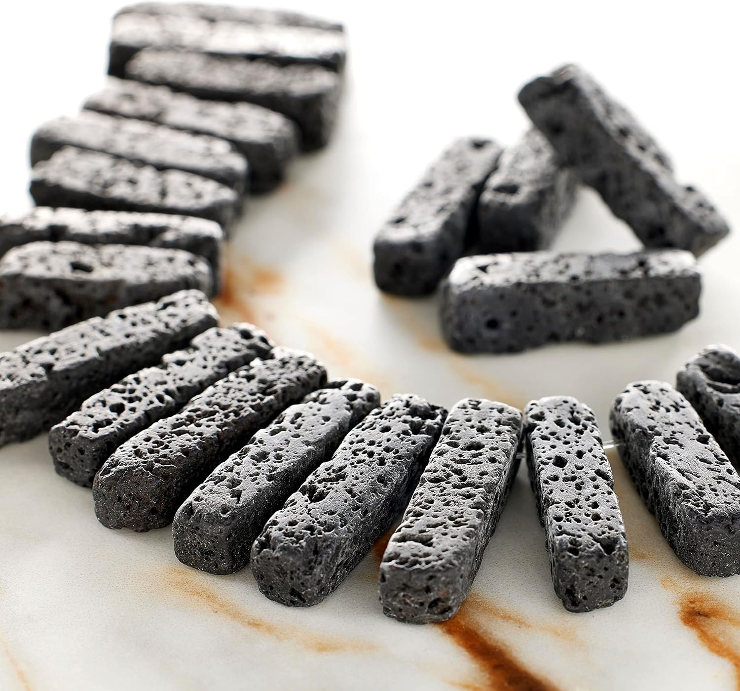 Bead Landing Black Natural Lava Stick Beads, 24mm, 12 Pack