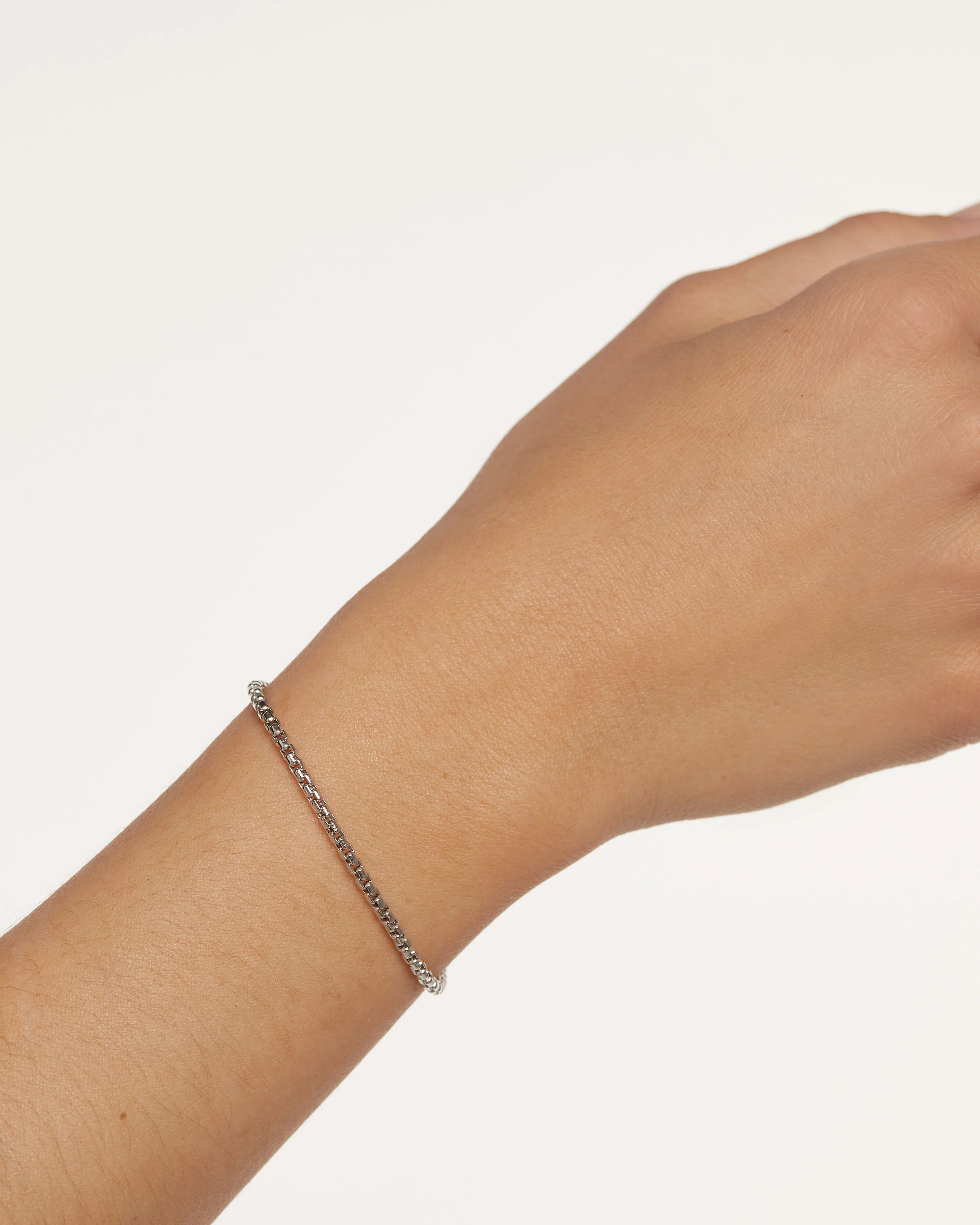 White Gold Box Chain Bracelet