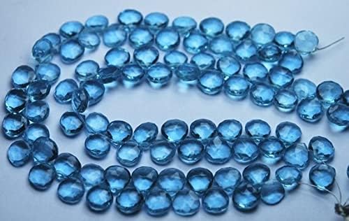 7 inch Strand of Natural Aquamarine 8mm Heart Faceted briolette Beads for DIY Jewelry Making. |BRIO_00622