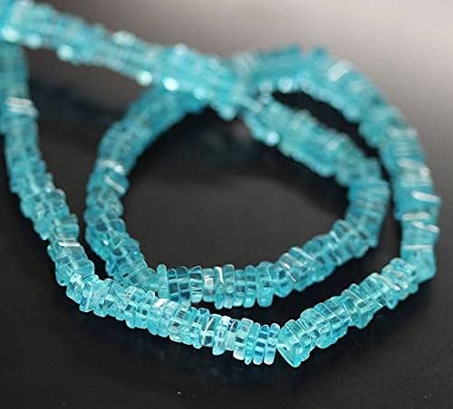 Beads Gemstone Aqua Blue Apatite Smooth Heishi Cube Gemstone Craft Beads 16 Inch Long 3.5mm Code-HIGH-27507