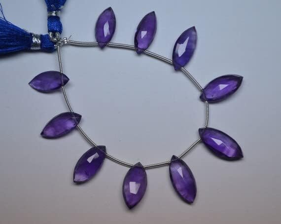 10 Beads14-19mm Rich Color Natural Untreated Purple Amethyst Faceted Marquise Briolette Beads