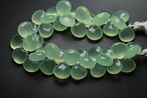7 inch Strand of Natural Chalcedony 11mm Heart Smooth briolette Beads for DIY Jewelry Making. |BRIO_01739