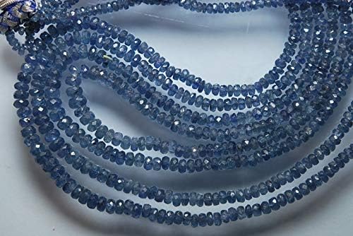4 x 17 Inches Necklace, Super Wholesale Price, Natural Burma Teal Blue Sapphire Faceted Rondelles 5-3mm