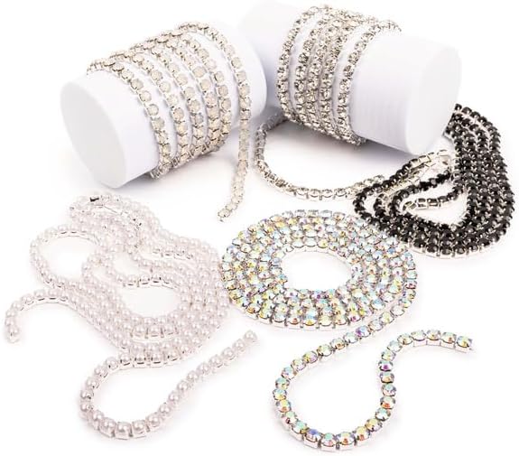 PotomacBeads, 5 Pieces, Crystal Cup Chain Collection, SS24 (5.5mm), 5 Colors, Silver Plated