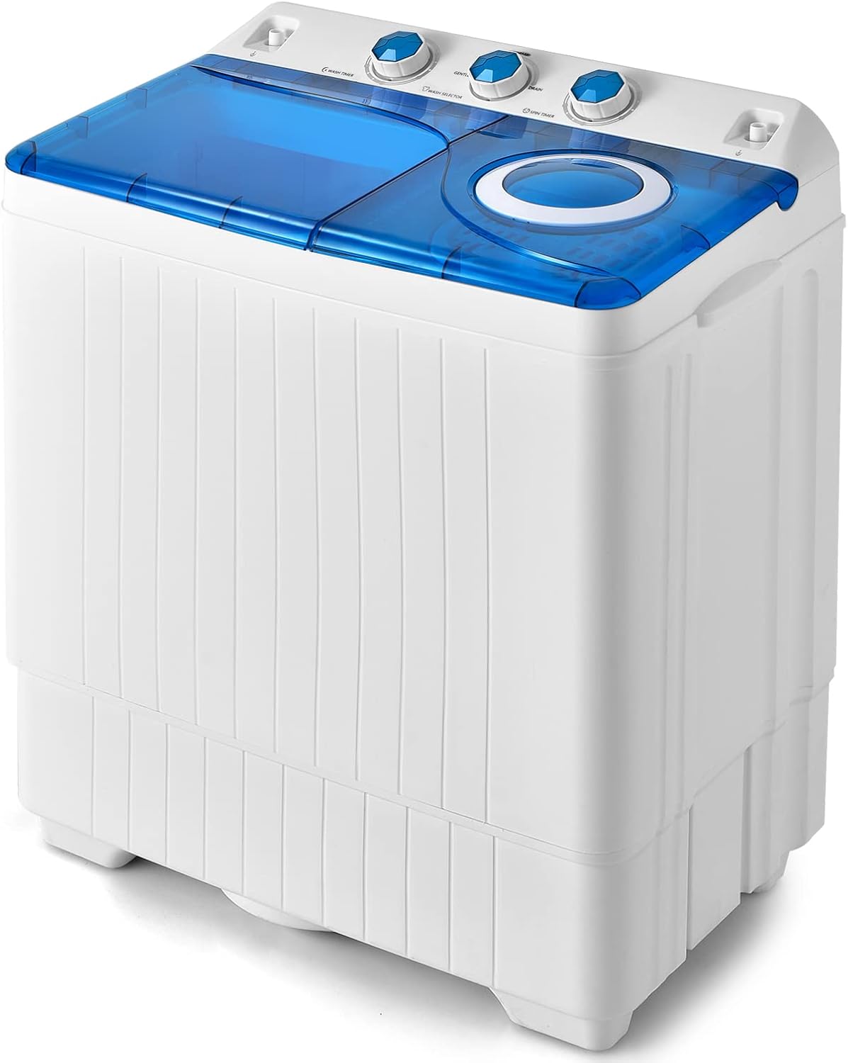 Giantex Portable Washing Machine, 26lbs Washer and Spinner Combo,18 lbs Washing 8 lbs Spinning, Built-in Drain Pump, w/Timer Control, Dorm Apartment Twin Tub Mini Laundry Washer Blue White