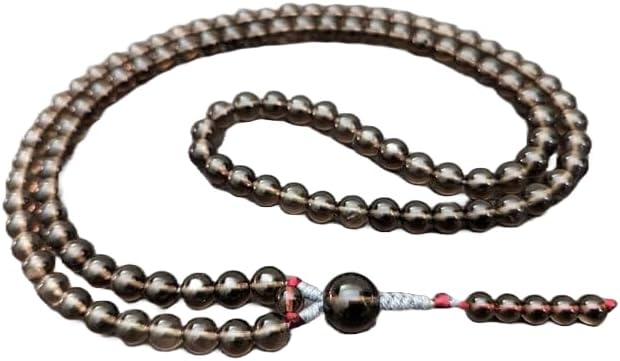 Natural Smoky quartz 8mm,10mm 108 Mala Beads, Spiritual, Meditation Beads, Reiki, Japa Mala, Buddhist Prayer Beads, Yoga Bracelet, healing beads LKMALA-RRGU-209