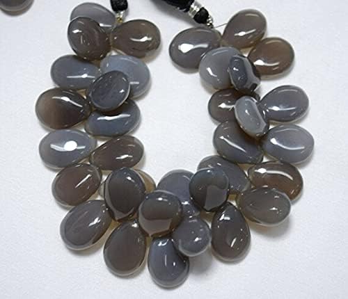 7 inch Strand of Natural Chalcedony 13x18mm pear Smooth briolette Beads for DIY Jewelry Making. |BRIO_01887