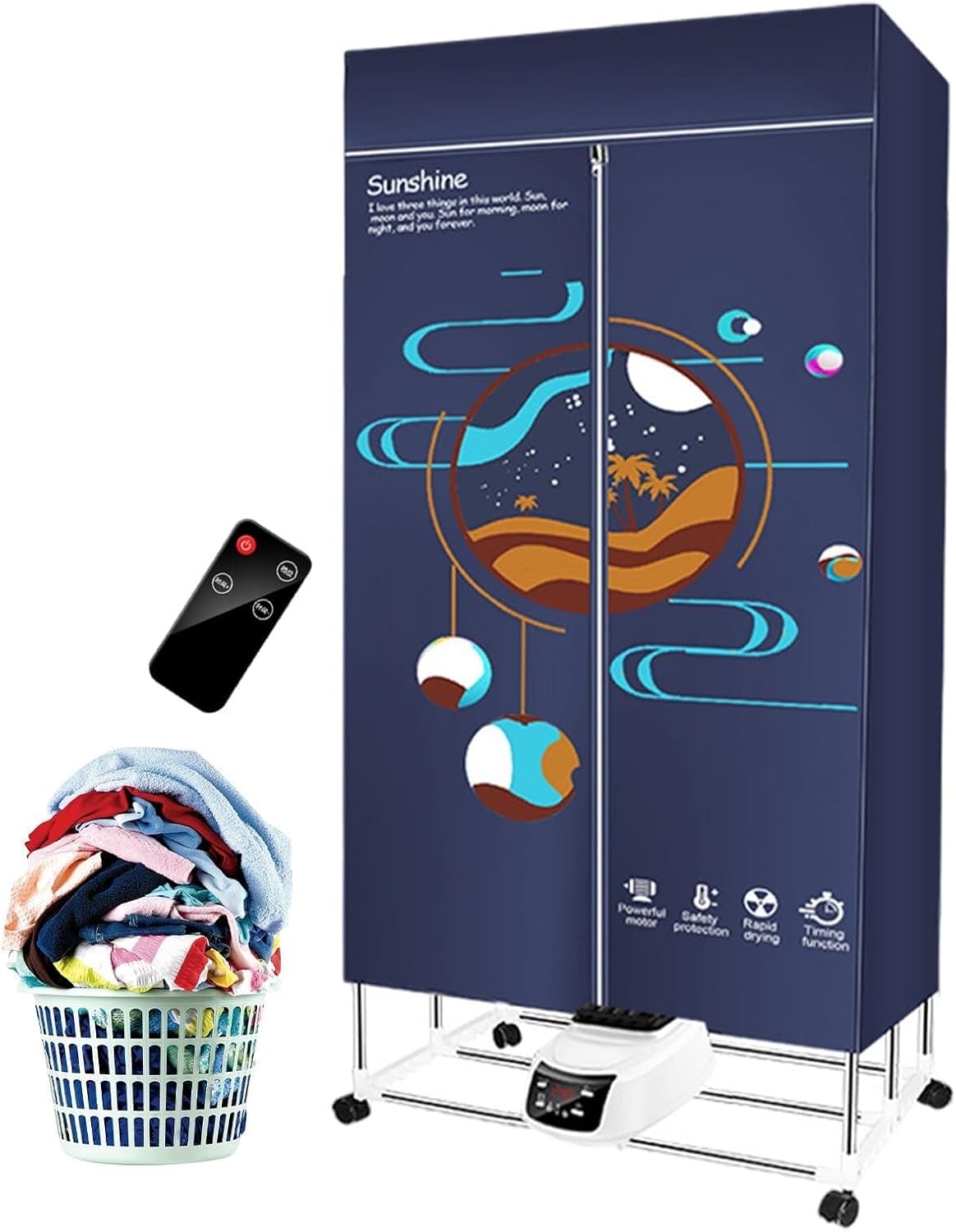 Electric Portable Dryer, Two-Layer Large-Capacity Vertical Dryer, 360° Heat Flow Circulation Heating, for Apartment, Dorm, RVs Travel