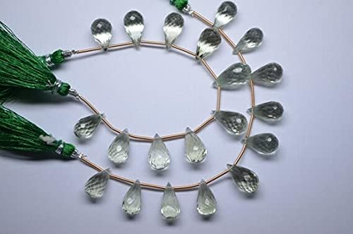6 Inch Strand 14-18mm Natural Green Amethyst Faceted Tear Drop Briolette Beads