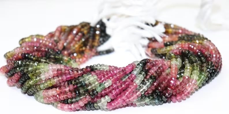 Multi Tourmaline Faceted Rondelle Beads 4-75-5 mm Tourmaline Rondelle Beads Wholesale Beads Excellent Cut for Making Jwelery