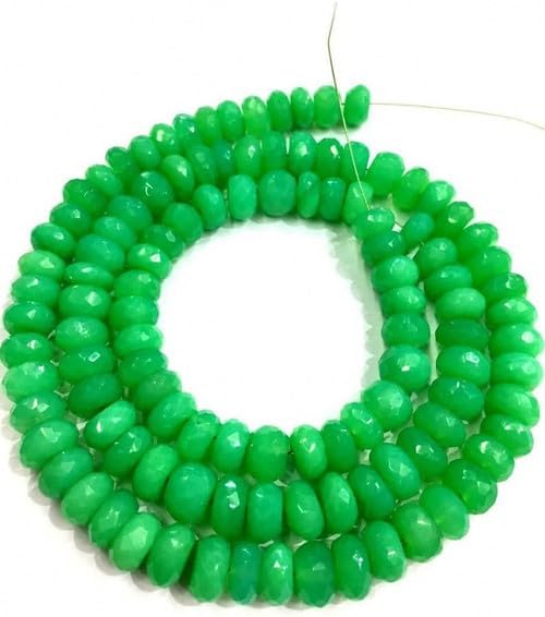 13 inch Strand of gem Apple Green Chrysoprase 6-8mm rondelle Faceted Beads for DIY Jewelry Making. Apple Green Chrysoprase Beads Strand CHIK-STNRD-47172