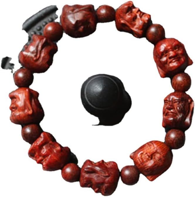 Mascot Wooden Crafts Wood Carving Art Wood Decoration Artwork 印度小叶紫檀 雕刻珠 人头珠 十八罗汉手串佛珠 喜怒哀乐四面佛(小叶紫檀 貔貅20mm)