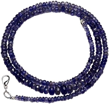 Hand_Crafted 20 Inch Natural Iolite 3-7 mm rondelle Faceted Beads for Jewelry Making -YO-NECK-19769