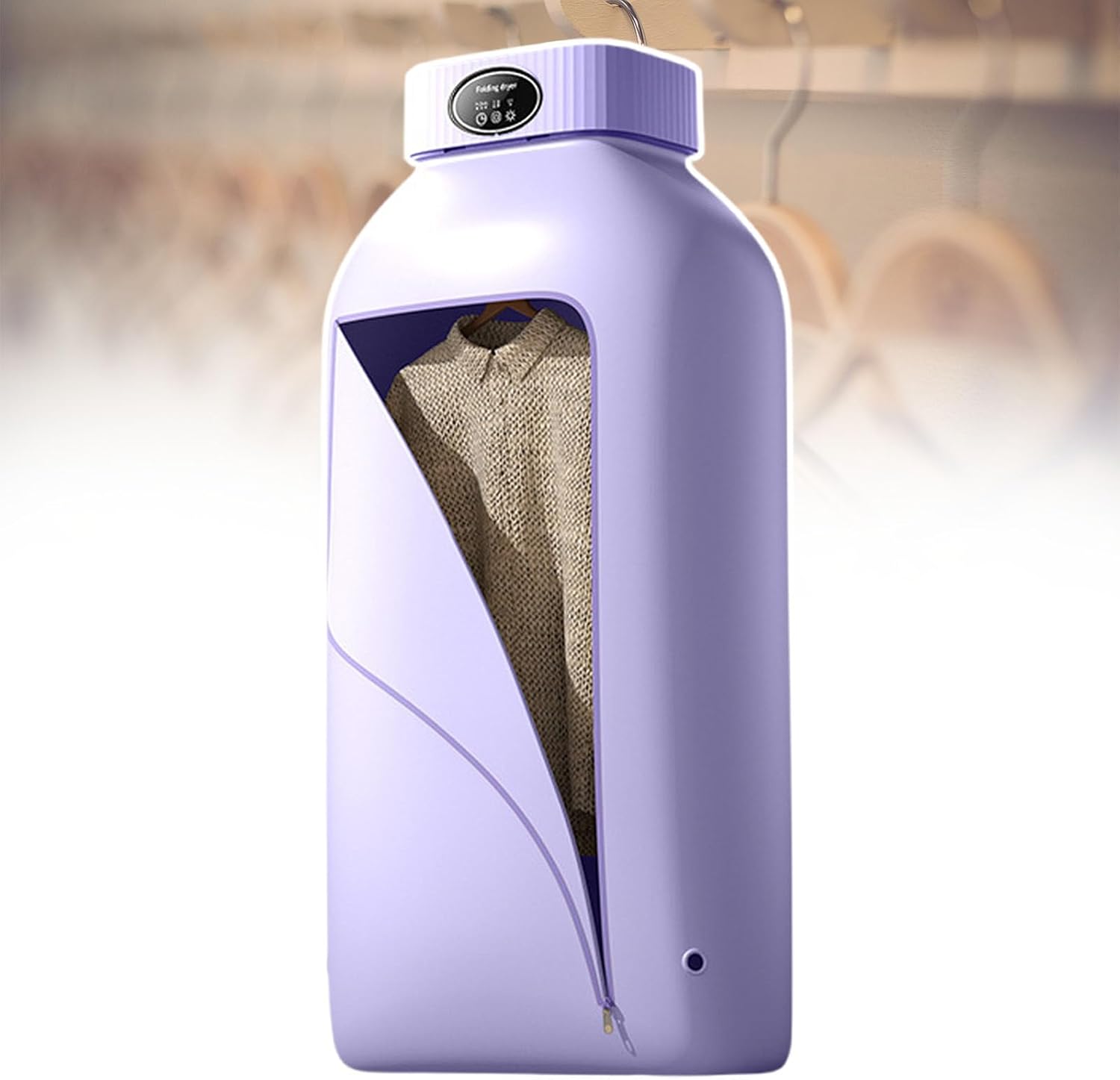 Dormitory Clothes Dryer, Touch Screen Dryer, 2-Speed Adjustment, 3-Speed Timed Drying, 1.5m Power Cord, Suitable for Drying Shirts, T-Shirts, Shorts, Vests, Socks,Purple