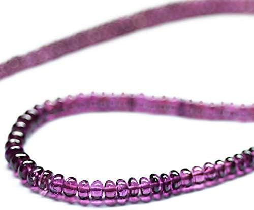 Pink Rholite Garnet Smooth Loose Rondelle Gemstone Craft Beads Strand 18 Inch Long 3mm 5.5mm Code-HIGH-21350