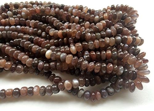 8 inch 1 Strand Necklace of Natural Chocolate Moonstone rondelle Shape Smooth Cut 7-8mm Beads for DIY Jewelry Making.