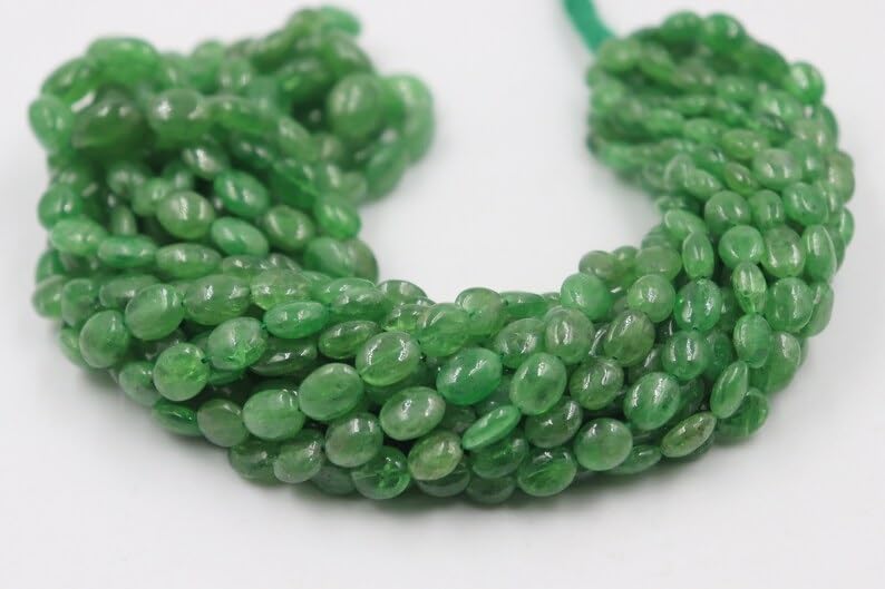 AAA Tsavorite Smooth Oval Shape Beads 7 * 9 mm savorite Plain Oval Shape Beads Tsavorite Plain Beads Strand for Jewelry