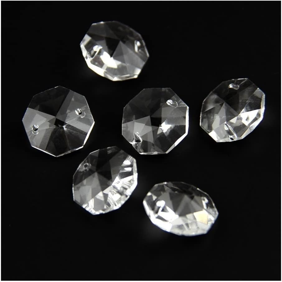 Hanging Crystals Prisms 10mm-40mm 50pcs/lot Clear Octagon Beads Crystal Glass Beads Hangings Crystals for Decoration(40mm)