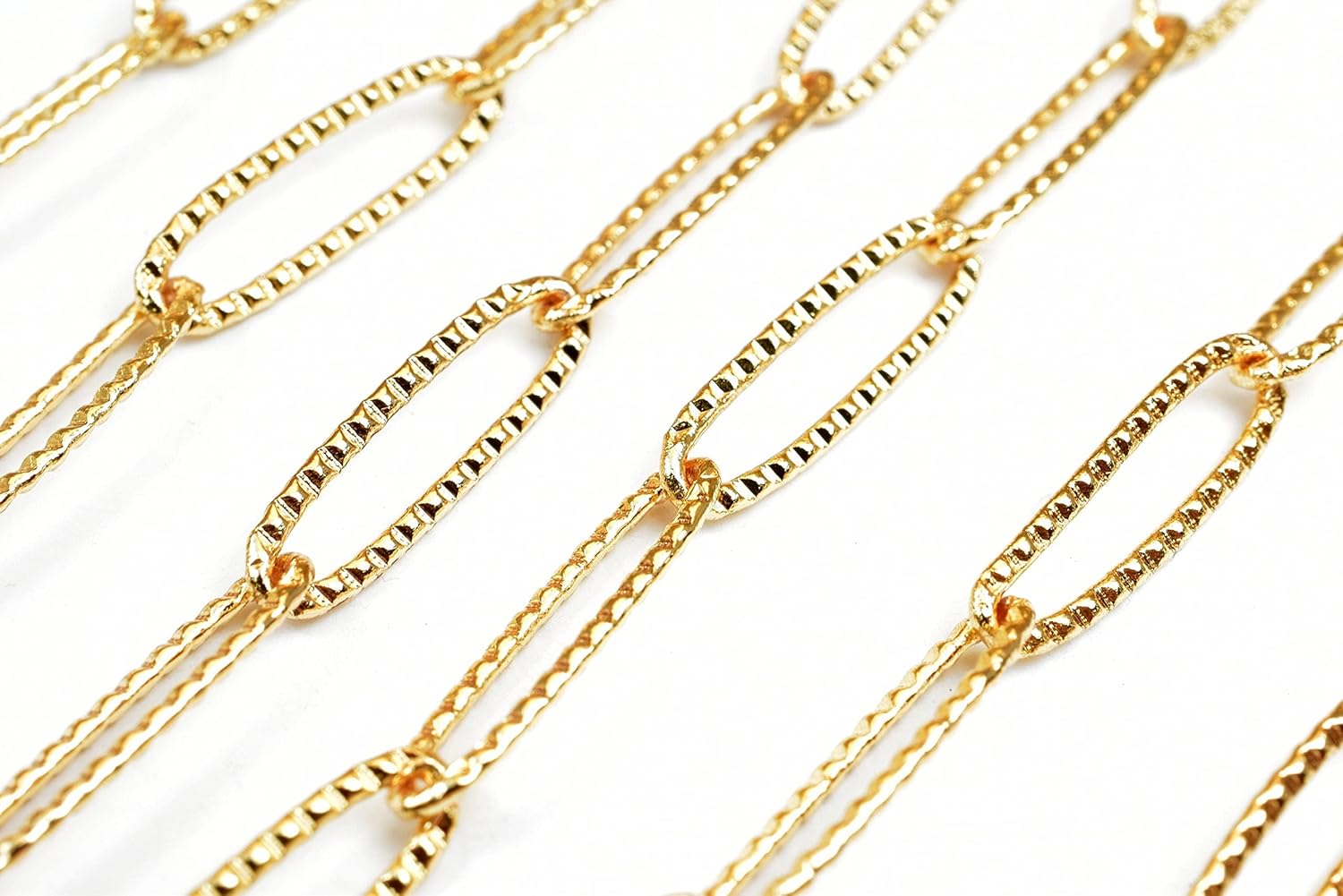 Gold Filled EP Paper Clip Cable Link Diamond Cut Chain 18k findings Customize a Necklace Sold by Foot Unfinished Chain
