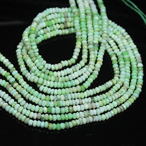 1 strand green opal rondelle faceted 13'' long strand gemstone beads, jewelry supplies for jewelry making, bulk beads, for meditation jewellery gemstone size 4mm